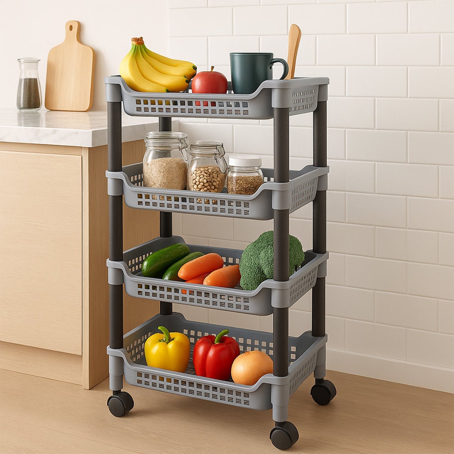 Apex 4-Layer Big Multipurpose Plastic Storage Rack signaturekarts
