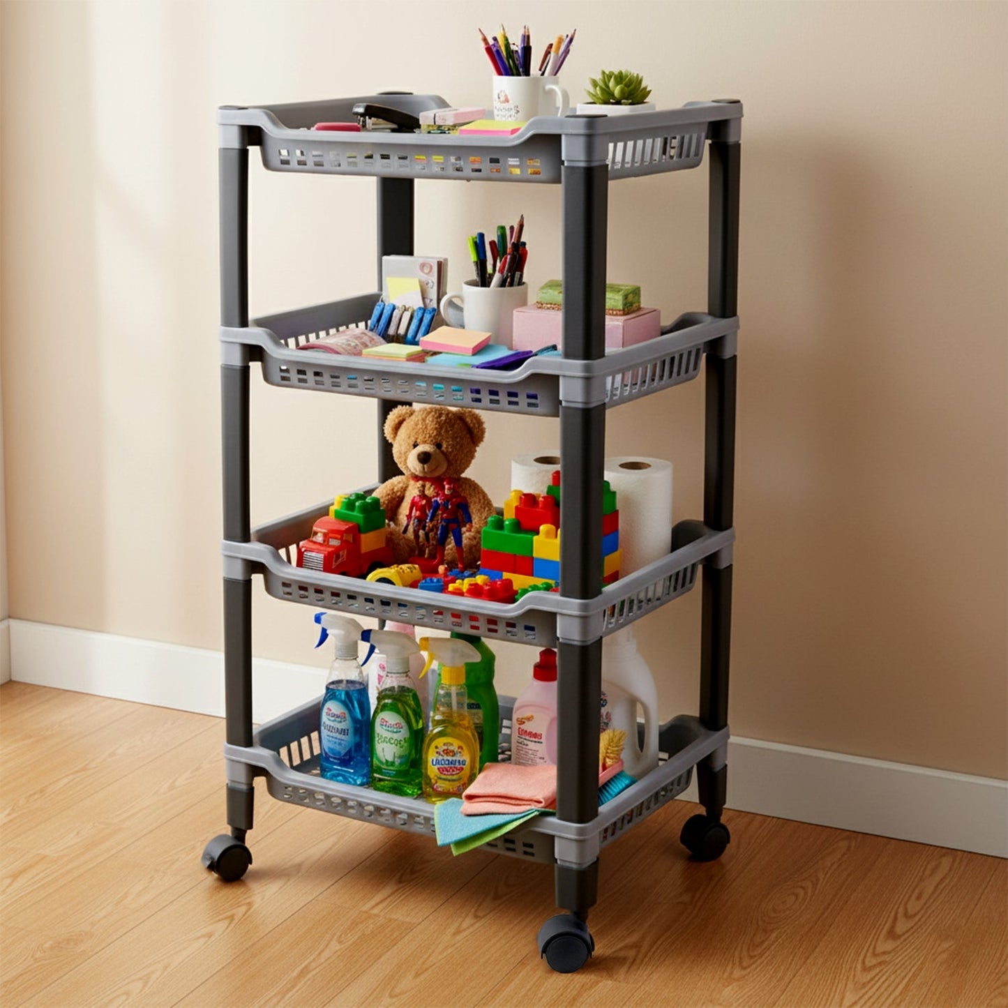 Apex 4-Layer Big Multipurpose Plastic Storage Rack signaturekarts