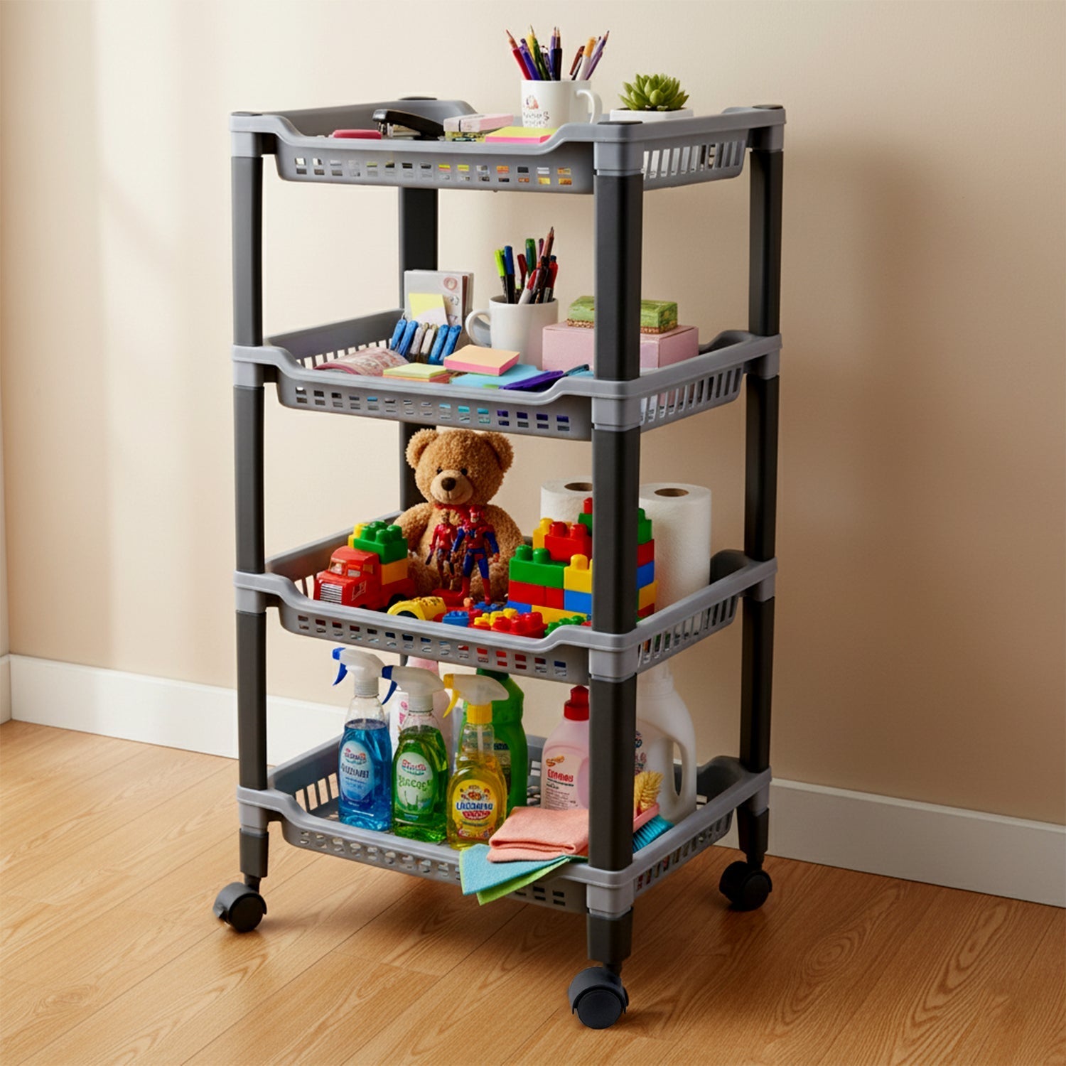 Apex 4-Layer Big Multipurpose Plastic Storage Rack signaturekarts