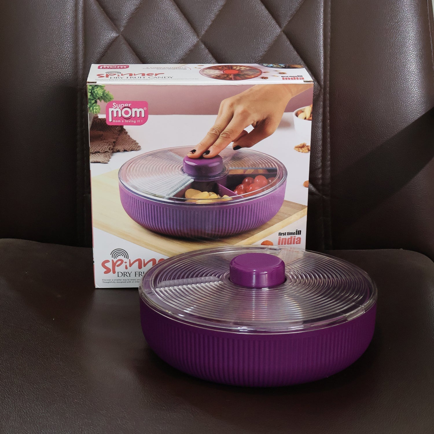 Supermom Multipurpose Round Rotating Dry Fruit & Snack Storage Container (1 Pc) signaturekarts