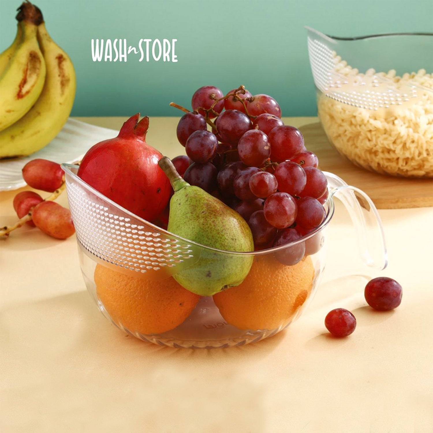 Supermom Multipurpose Transparent Plastic Bowl / Basket with Handle (1 Pc) signaturekarts