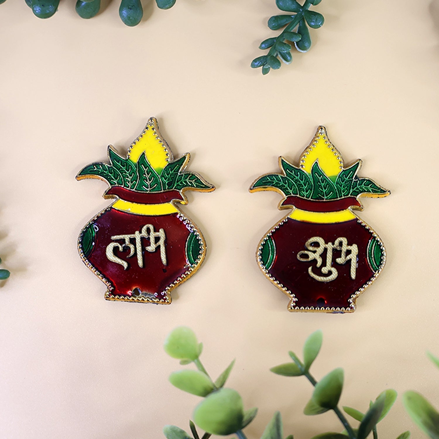 Shubh Labh Kalash Shaped Wall Hangings (2 Pc) signaturekarts