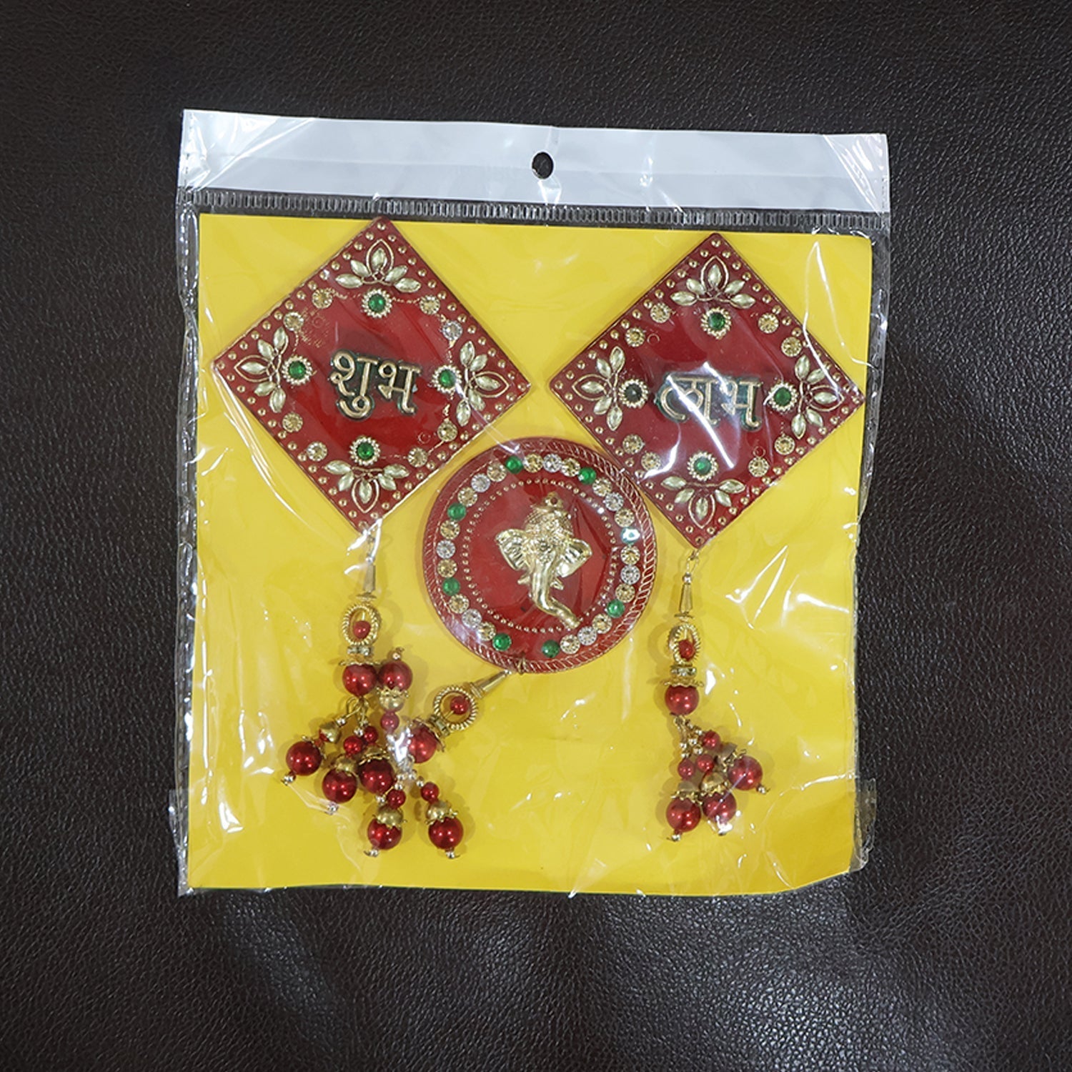 Decorative Wall Hanging Set with Shubh Labh and Ganesh Design (3 Pc) signaturekarts
