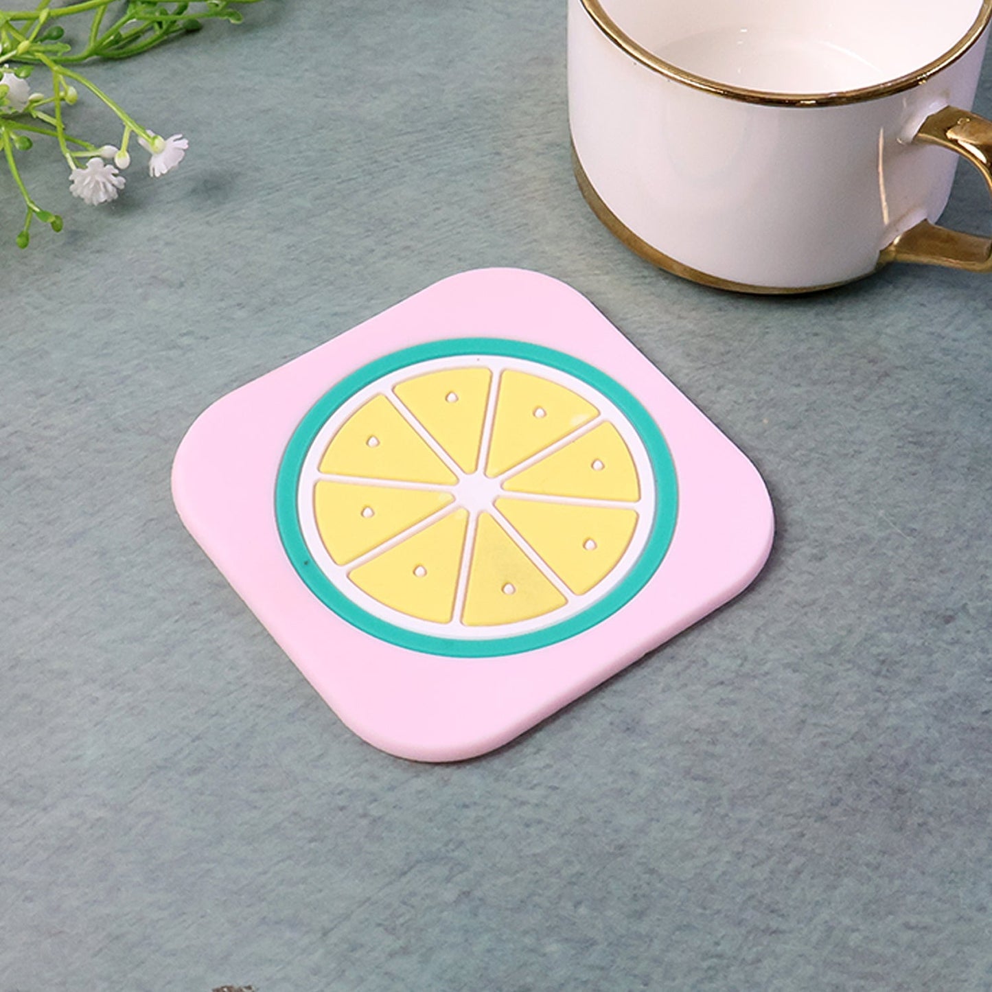 Premium Silicone Drink Coaster (1 Pc, 8×8 cm / Mix Design) signaturekarts