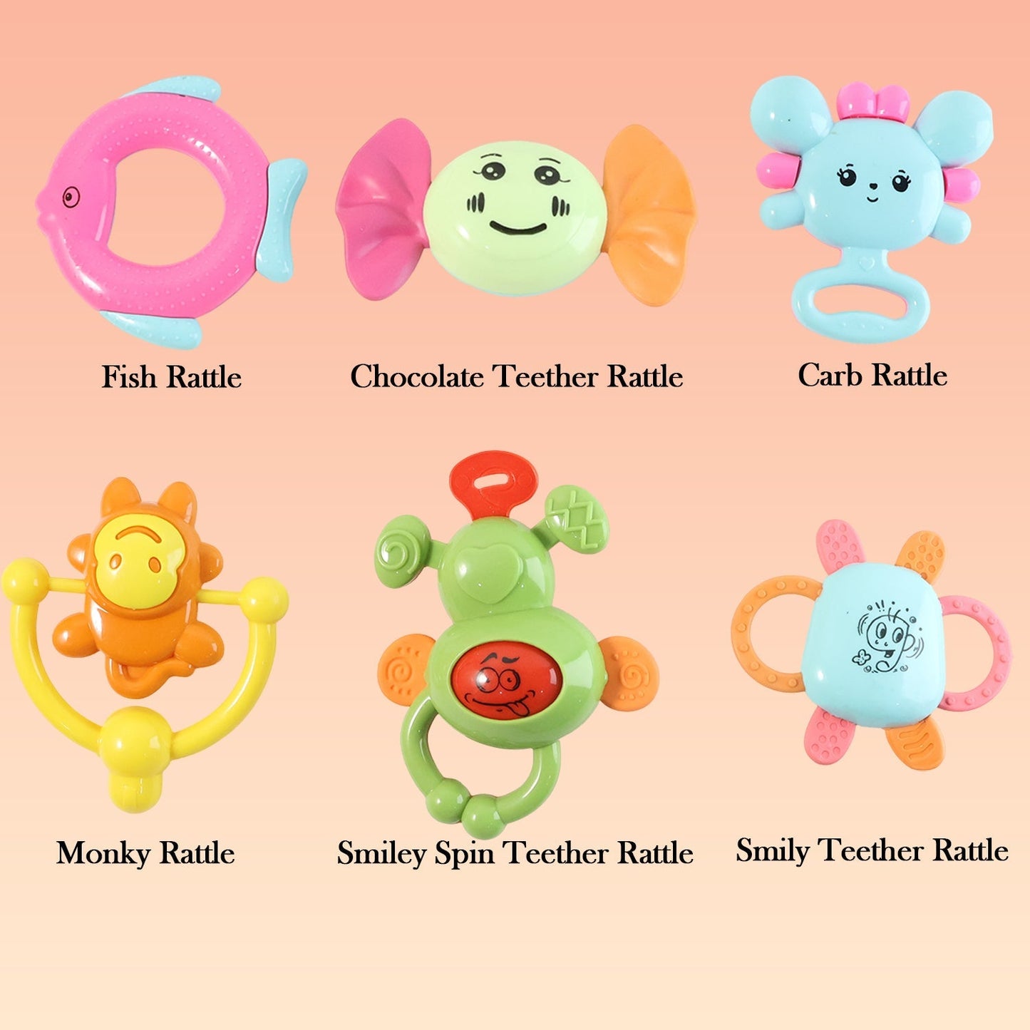 Play Cart Tiny Joys Rattle Toy Set – 6-in-1 Baby Rattles The Morsignaturekarts