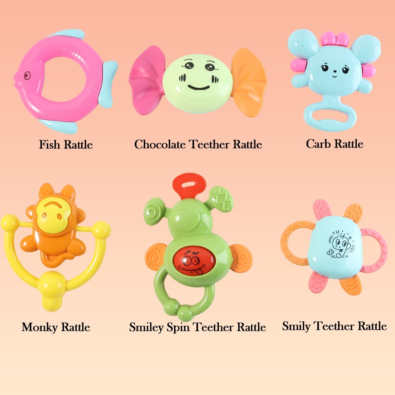 Play Cart Tiny Joys Rattle Toy Set – 6-in-1 Baby Rattles The Morsignaturekarts