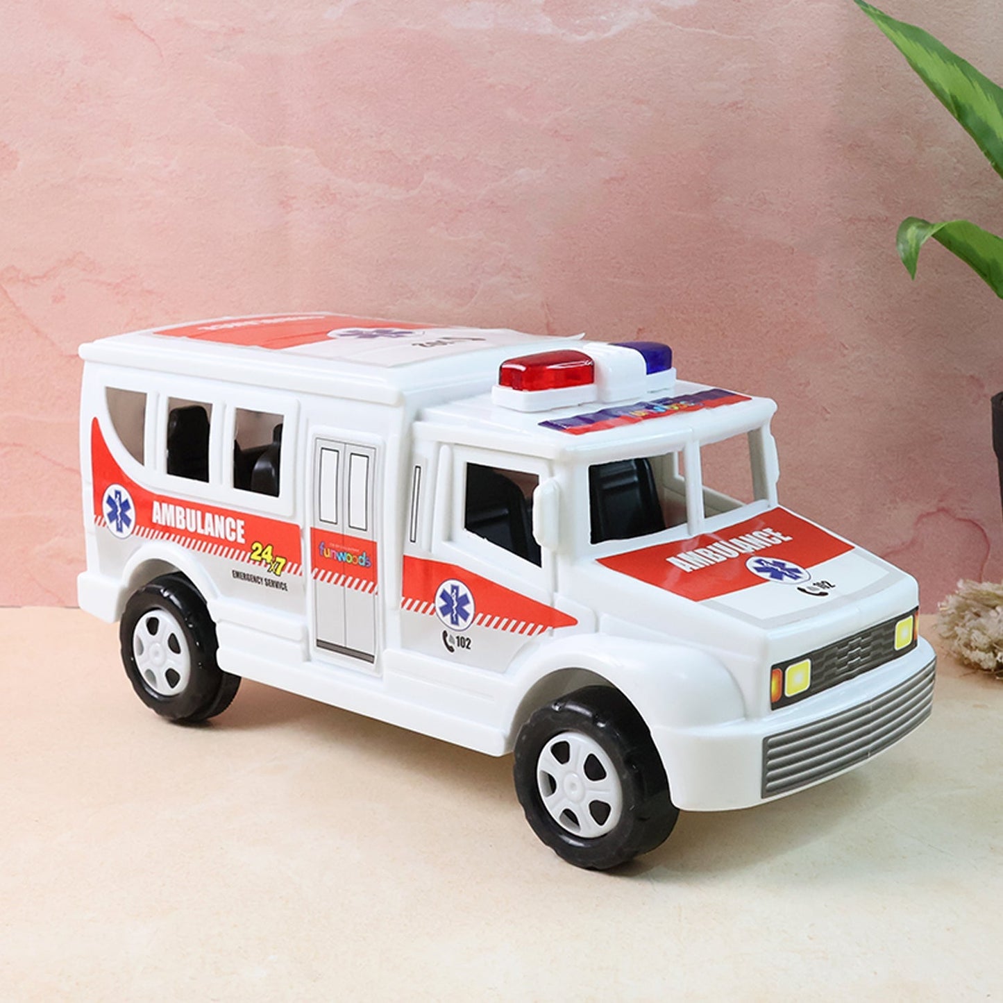 Funwoods Friction Powered Ambulance Toy for Kids (1 Pc) signaturekarts