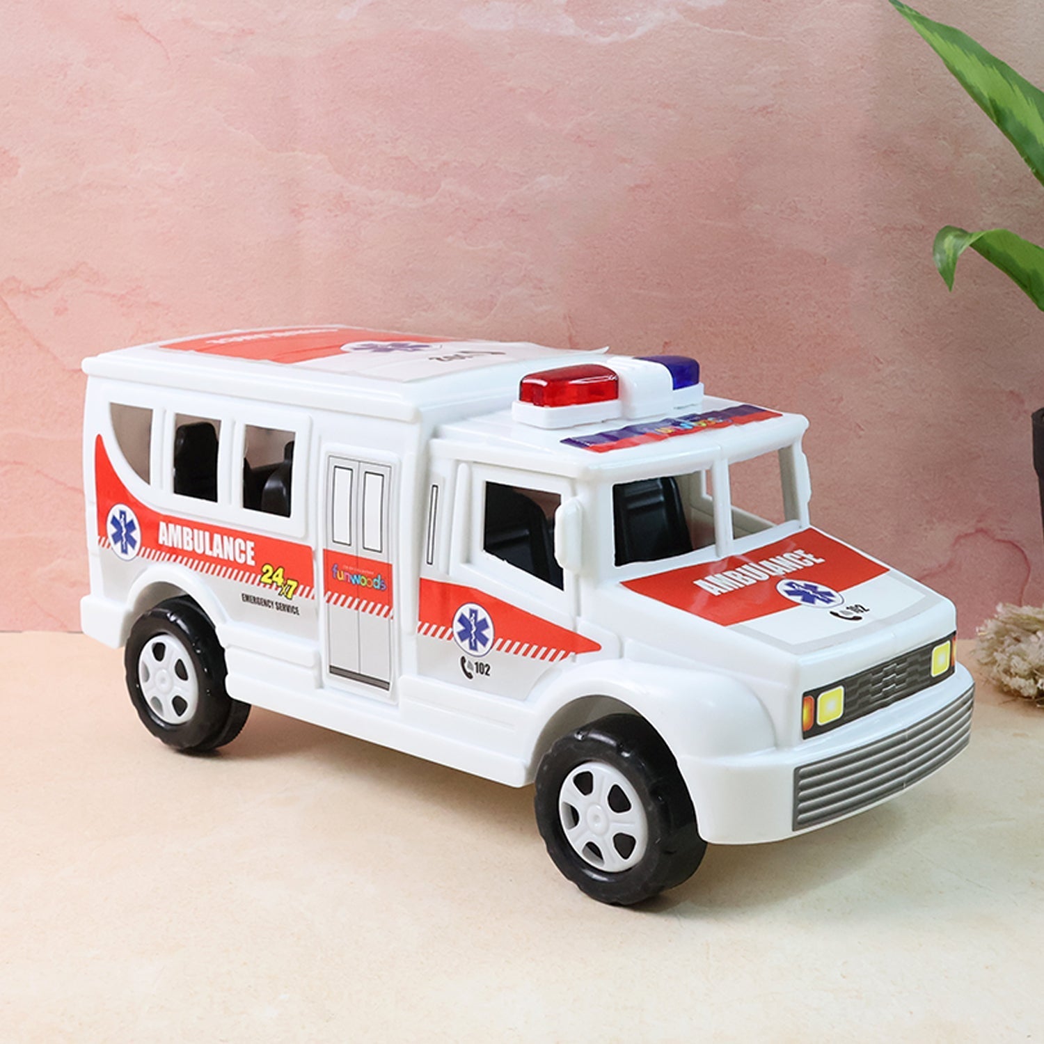 Funwoods Friction Powered Ambulance Toy for Kids (1 Pc) signaturekarts
