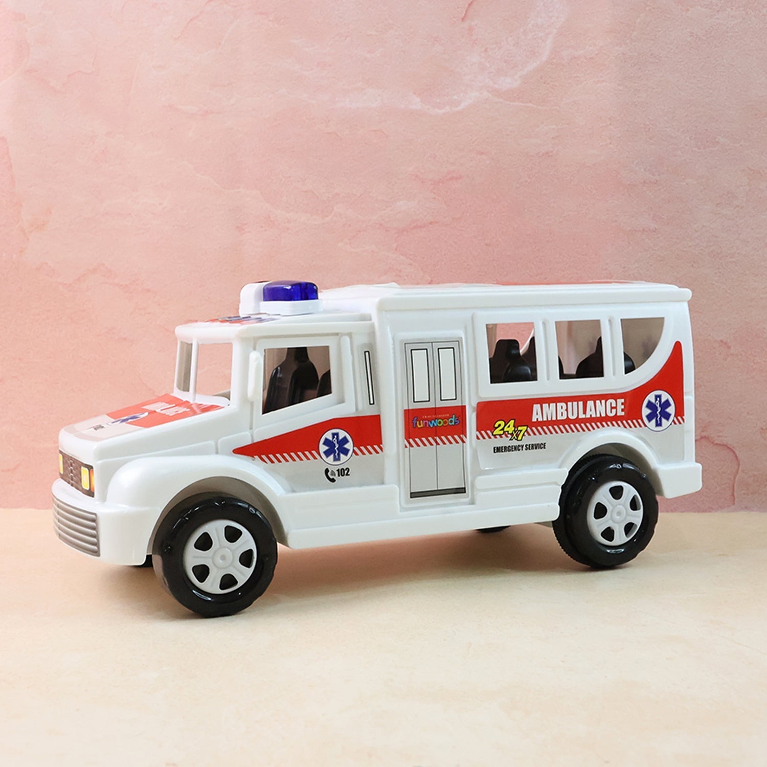 Funwoods Friction Powered Ambulance Toy for Kids (1 Pc) signaturekarts