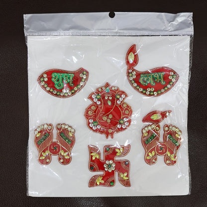Traditional Decorative Shubh Labh Door Hanging (6 Pc / 1 Set) signaturekarts