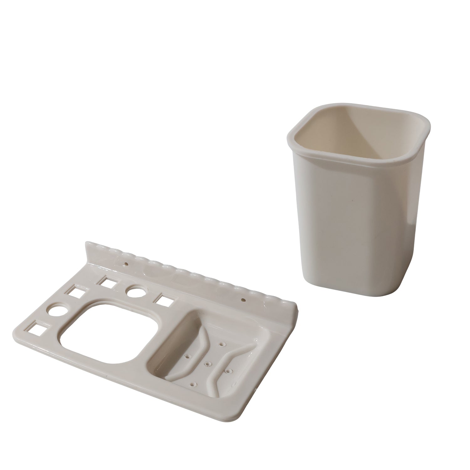3in1 Wall Mounted Multi-Compartment Toothbrush & Soap Holder with Cup (1 Pc) signaturekarts