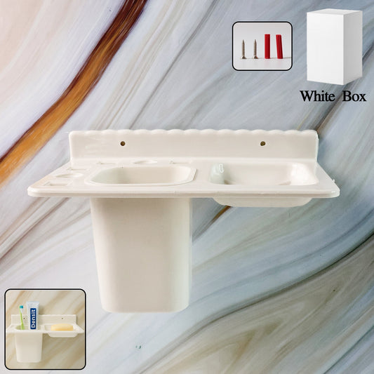 3in1 Wall Mounted Multi-Compartment Toothbrush & Soap Holder with Cup (1 Pc) signaturekarts