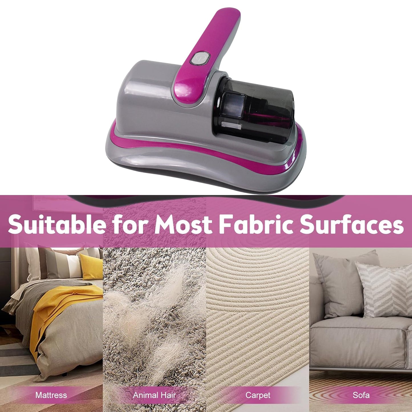 Powerful Suction Portable Handheld Vacuum Cleaner - Low Noise Vacuum Cleaner for Bed - Cordless Vacuum Cleaner for Car Seat Crevices Pillows, Mattresses, Sofas Wireless Anti Dust and Mite Cleaner signaturekarts