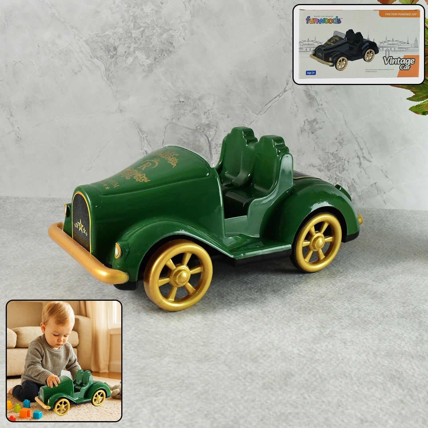 Funwoods Friction-Powered Vintage Car Toy - (1 Pc) signaturekarts