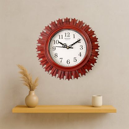 Wooden Look Round Wall Clock – Battery Operated Easy-to-Read Design for Home/Office Your Brand