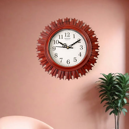 Wooden Look Round Wall Clock – Battery Operated Easy-to-Read Design for Home/Office Your Brand