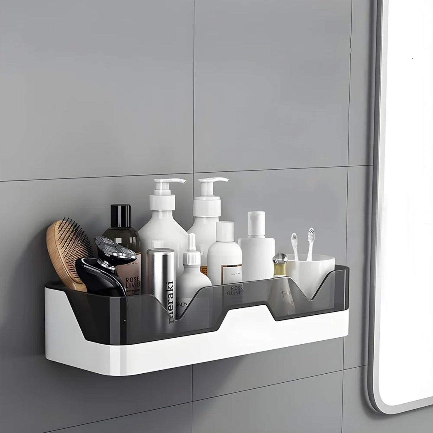 Wall Mounted Self Adhesive Plastic Storage Shelf (1 Pc) The Morsignaturekarts