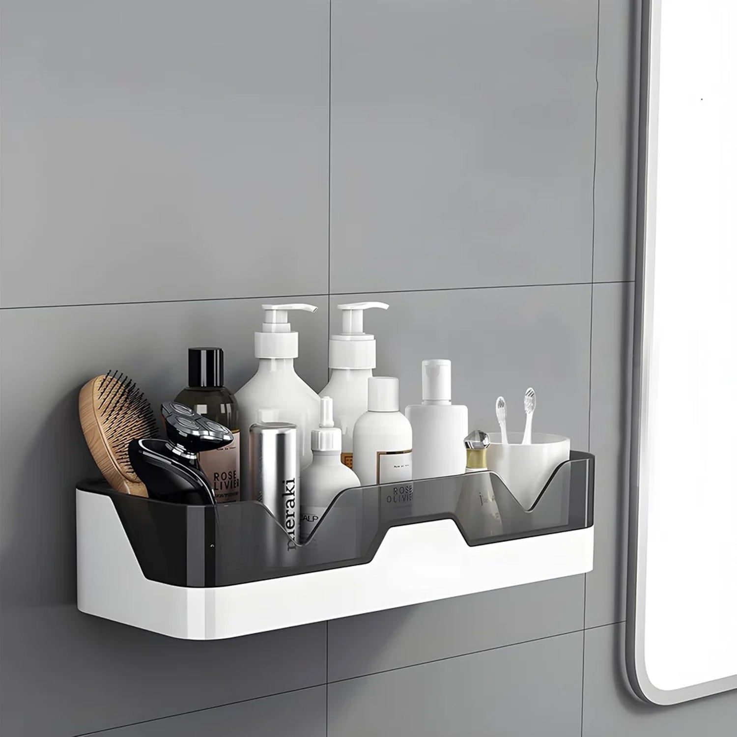 Wall Mounted Self Adhesive Plastic Storage Shelf (1 Pc) The Morsignaturekarts