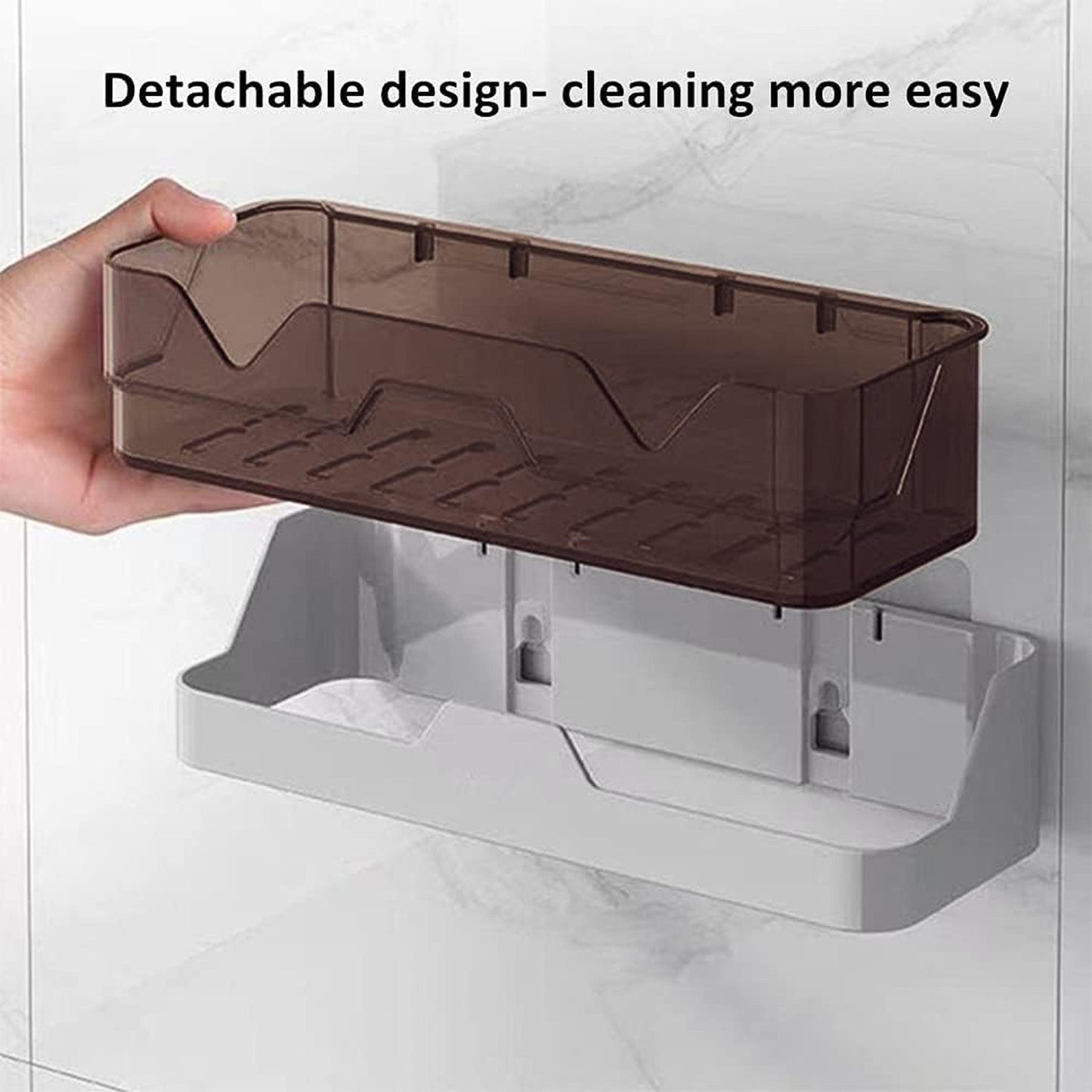 Wall Mounted Self Adhesive Plastic Storage Shelf (1 Pc) The Morsignaturekarts