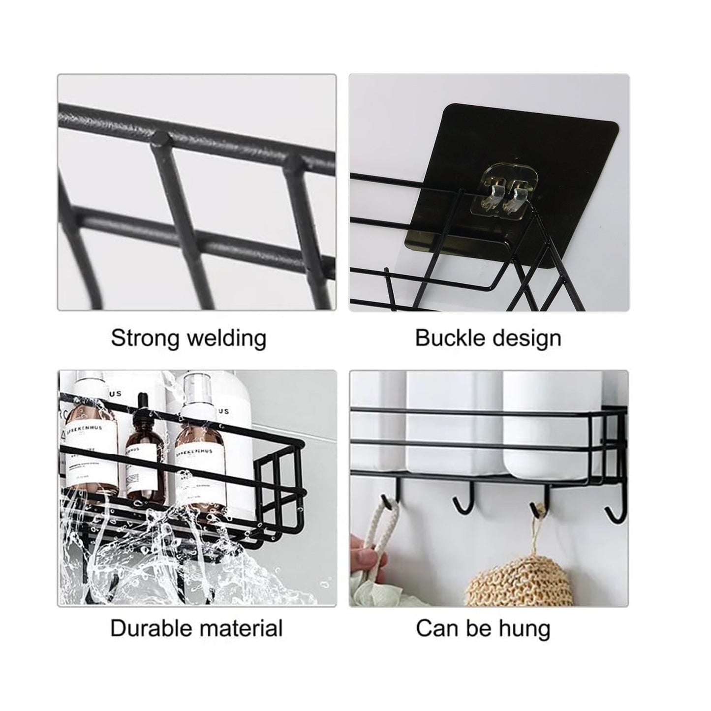 Heavy-Duty Self-Adhesive Wall Storage Baskets with Hooks (Pack of 2) signaturekarts