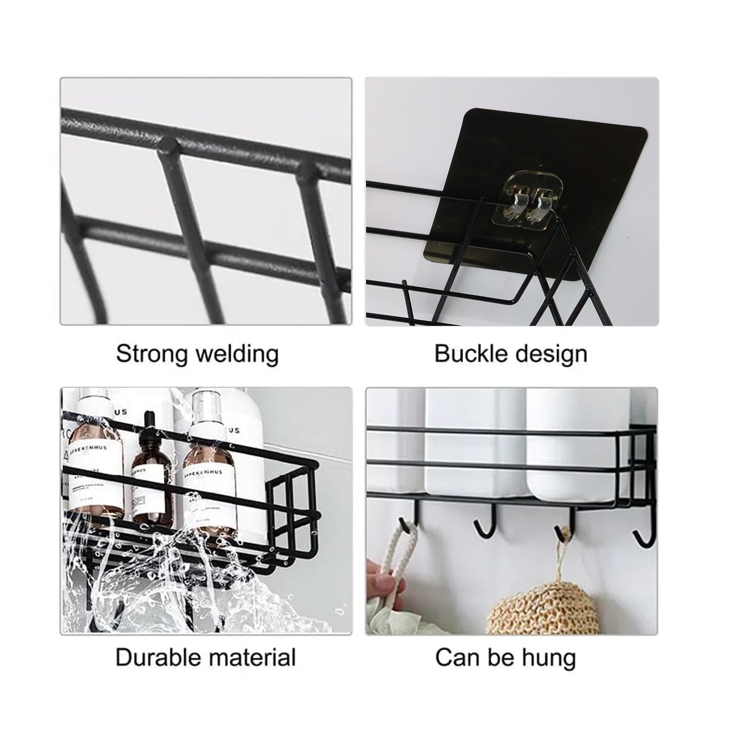 Heavy-Duty Self-Adhesive Wall Storage Baskets with Hooks (Pack of 2) signaturekarts