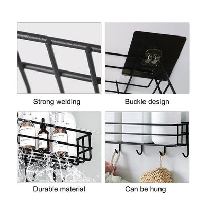 Heavy-Duty Self-Adhesive Wall Storage Baskets with Hooks (Pack of 2) signaturekarts