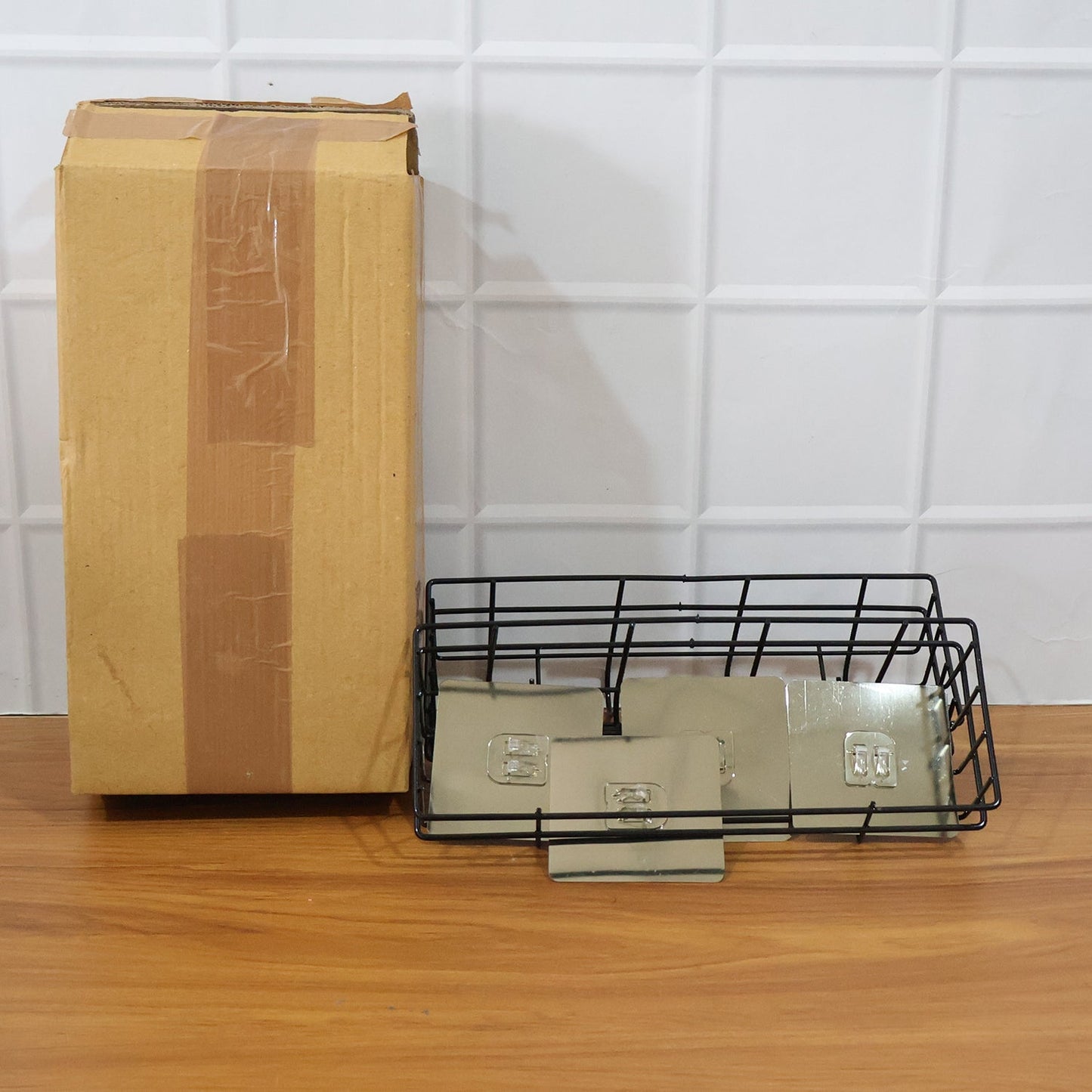Heavy-Duty Self-Adhesive Wall Storage Baskets with Hooks (Pack of 2) signaturekarts