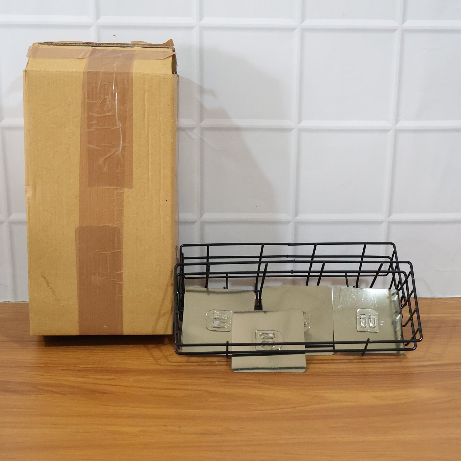 Heavy-Duty Self-Adhesive Wall Storage Baskets with Hooks (Pack of 2) signaturekarts
