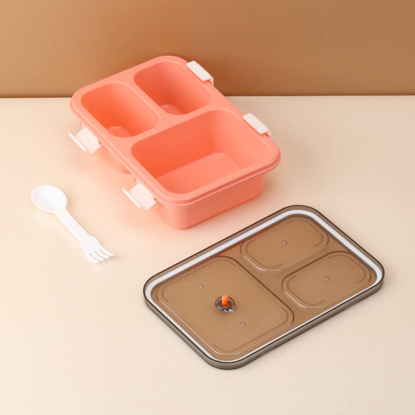 Plastic Lunch Box for Kids, Lunch Box (3 Compartment Lunch Box) signaturekarts