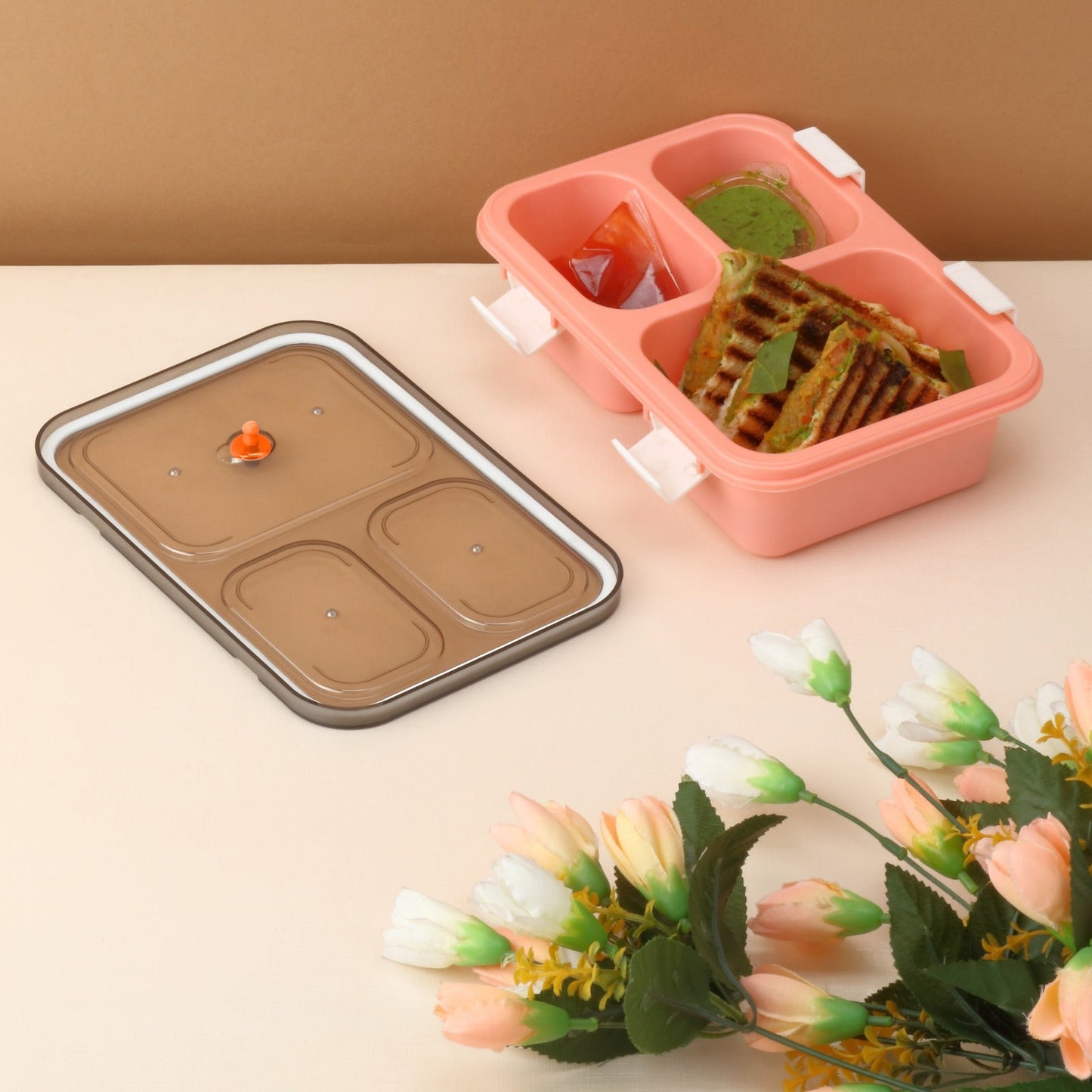 Plastic Lunch Box for Kids, Lunch Box (3 Compartment Lunch Box) signaturekarts