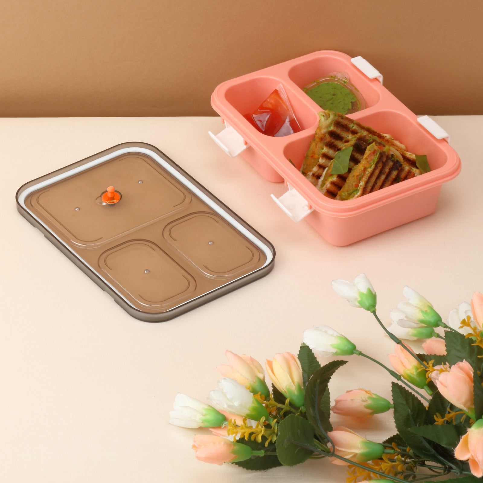 Plastic Lunch Box for Kids, Lunch Box (3 Compartment Lunch Box) signaturekarts