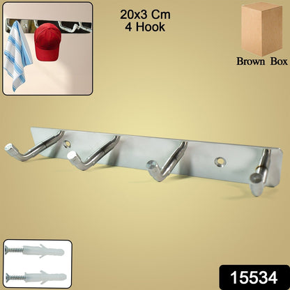 Stainless Steel Wall Mounted Coat 4 Hook Rack (20x3 / 1 Pc) Signature kart