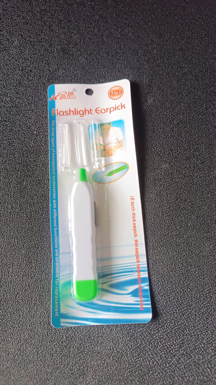 5-in-1 LED Flashlight Earpick with Interchangeable Transparent Ear Wax Removal Heads Signature Kart