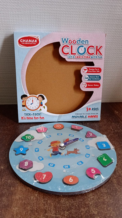 Aditi Wooden Educational Learning Clock Toy with Movable Hands signaturekarts