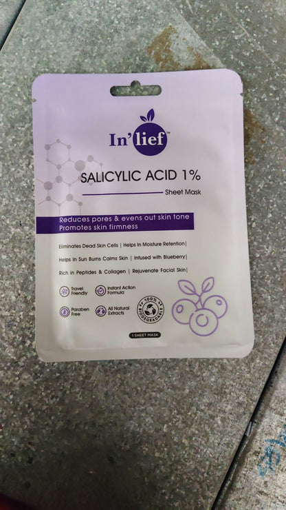In’lief Salicylic Acid 1% Clarifying & Pore-Refining Facial Sheet Mask (1 Pc) signaturekarts