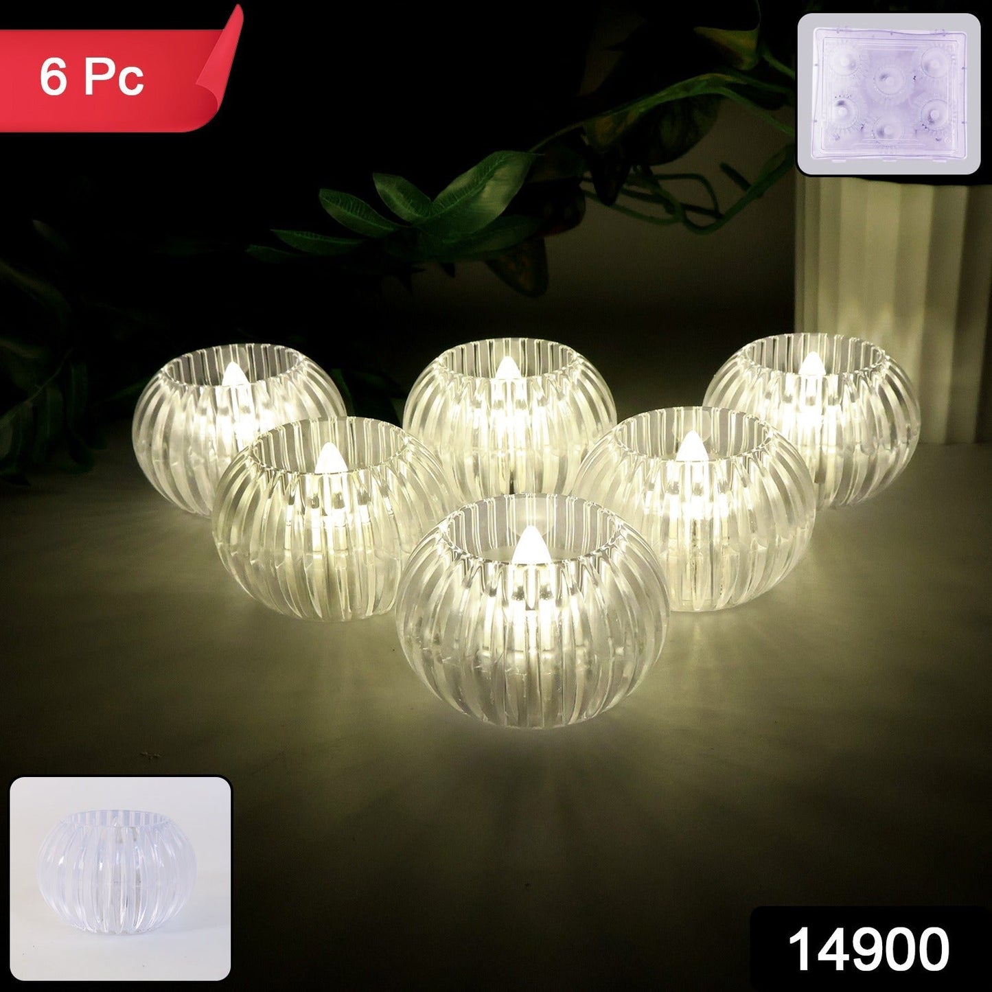 Crystal Design LED Flameless Tealight Candles (6 Pc) signaturekarts