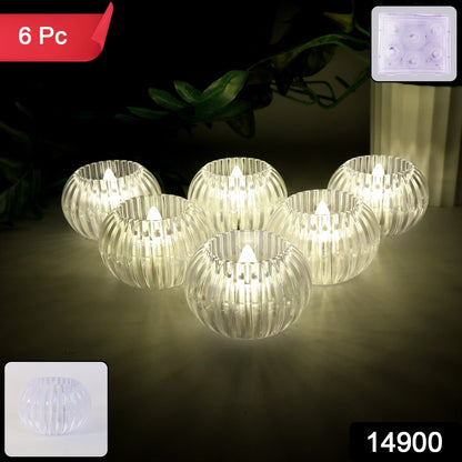 Crystal Design LED Flameless Tealight Candles (6 Pc) signaturekarts