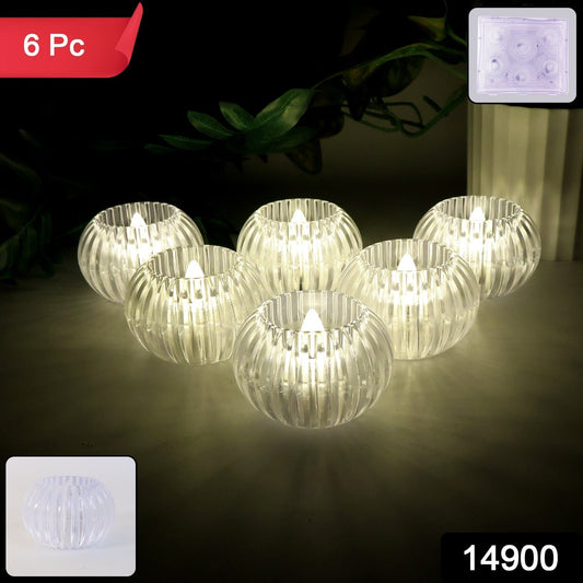 Crystal Design LED Flameless Tealight Candles (6 Pc) signaturekarts
