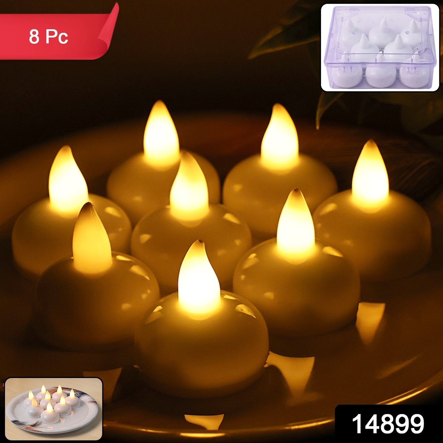 Round LED Flameless Tealight Candles - (8 Pc) signaturekarts