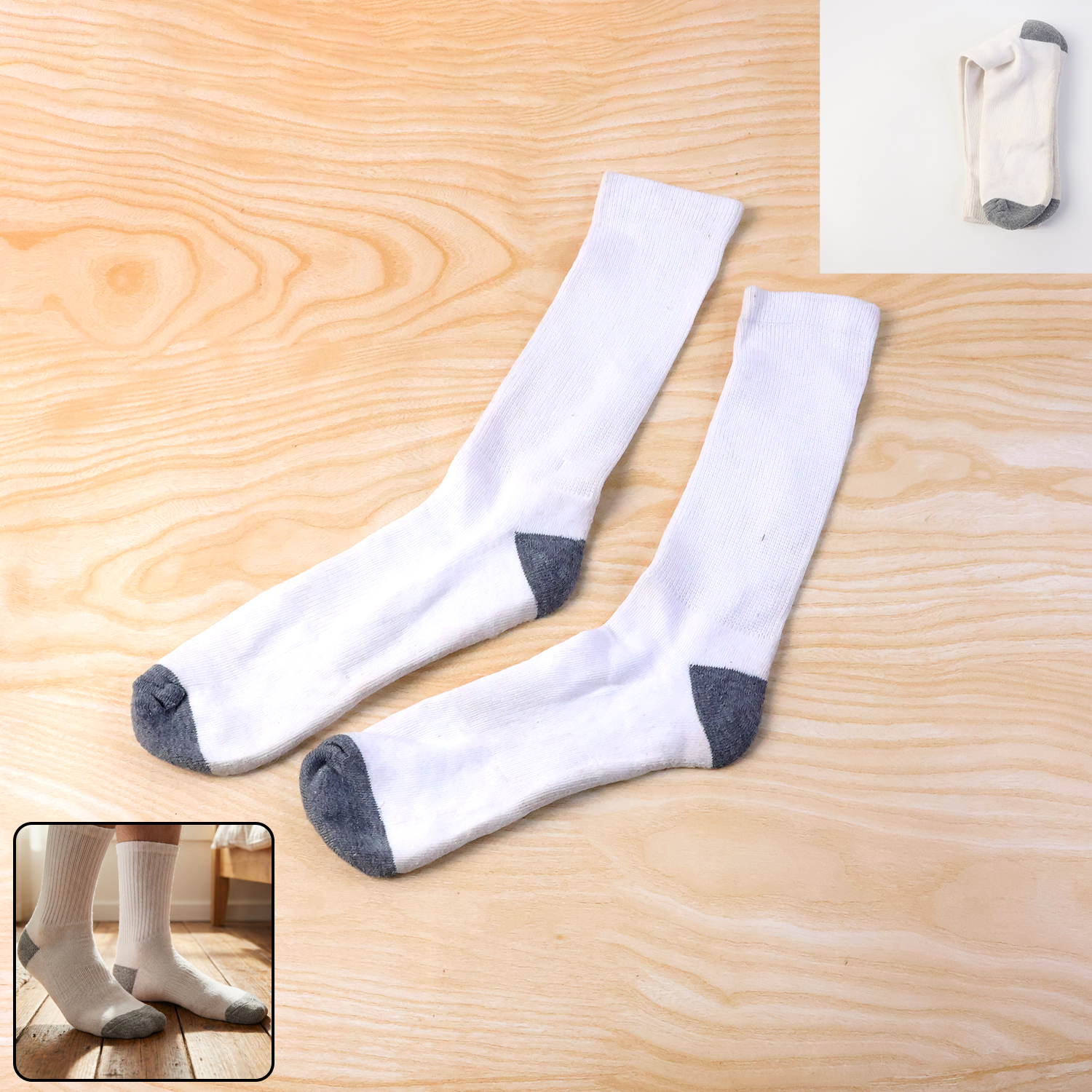 White & Grey Comfort Long Socks (1 Pair) The Morsignaturekarts