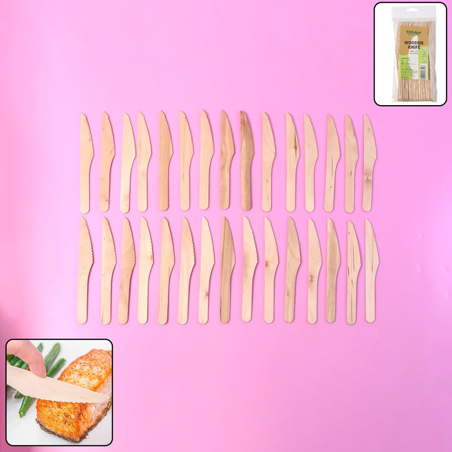 165mm Wooden Knife – 30 Pcs Pack signaturekarts