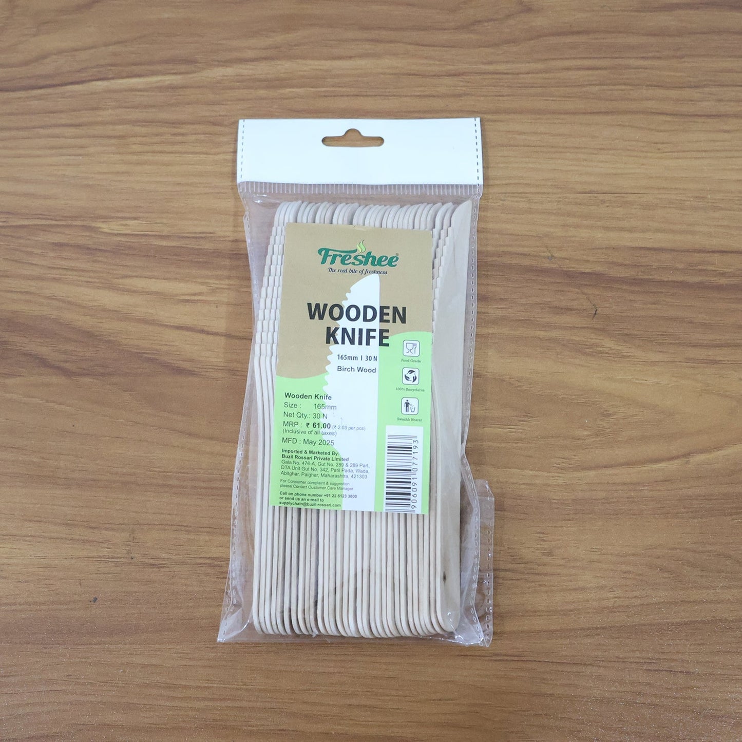 165mm Wooden Knife – 30 Pcs Pack signaturekarts