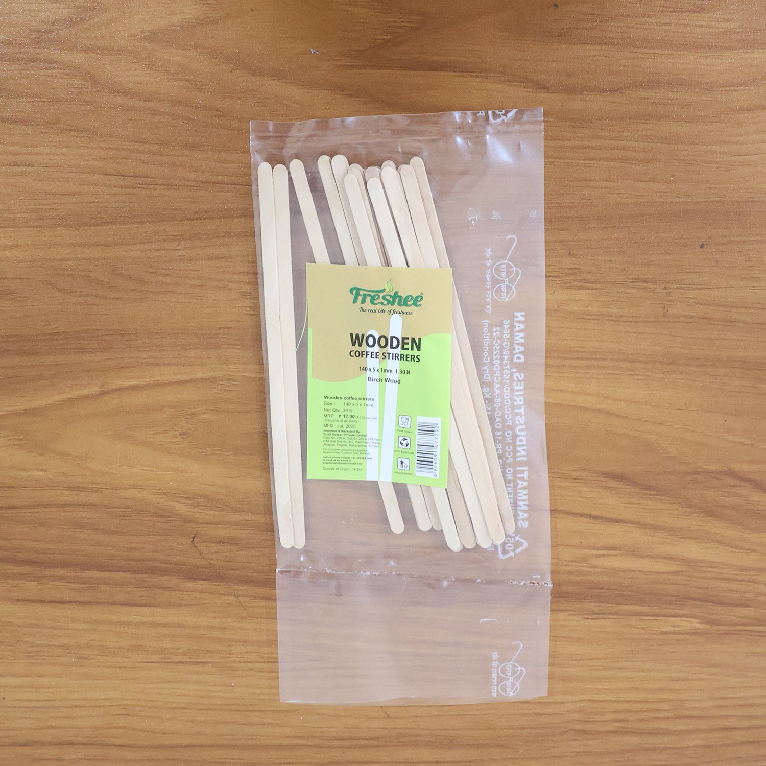 Freshee Wooden Coffee Stirrers 140×5×1 mm – 30 Pcs Pack signaturekarts