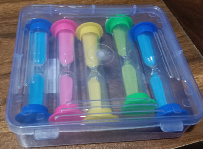 Plastic Hourglass Sand Timer Set – 3-Min Sand Clock for Kitchen, Office & Kids (5 Pc) signaturekarts