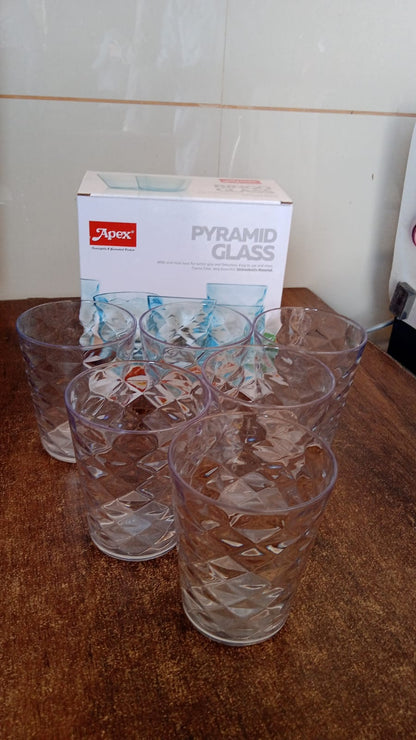 Apex Pyramid Design Unbreakable Plastic Glass – 300 ML Signature kart