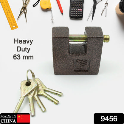 Iron lock, Brass Core and Thickened Spray Black Iron Door Lock With 5 pc Keys for Home Dormitory, Waterproof Antirust Anti-theft locks Outdoor Gate Shed Locks Warehouse Big Iron Door Drawer Lock (63 mm ) signaturekarts