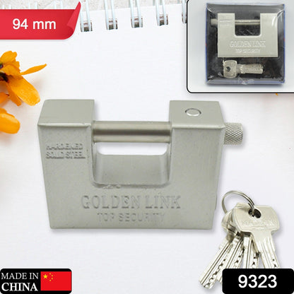 94mm Stainless Steel Padlock: Rectangular, Hardened Steel, 5 Keys signaturekarts
