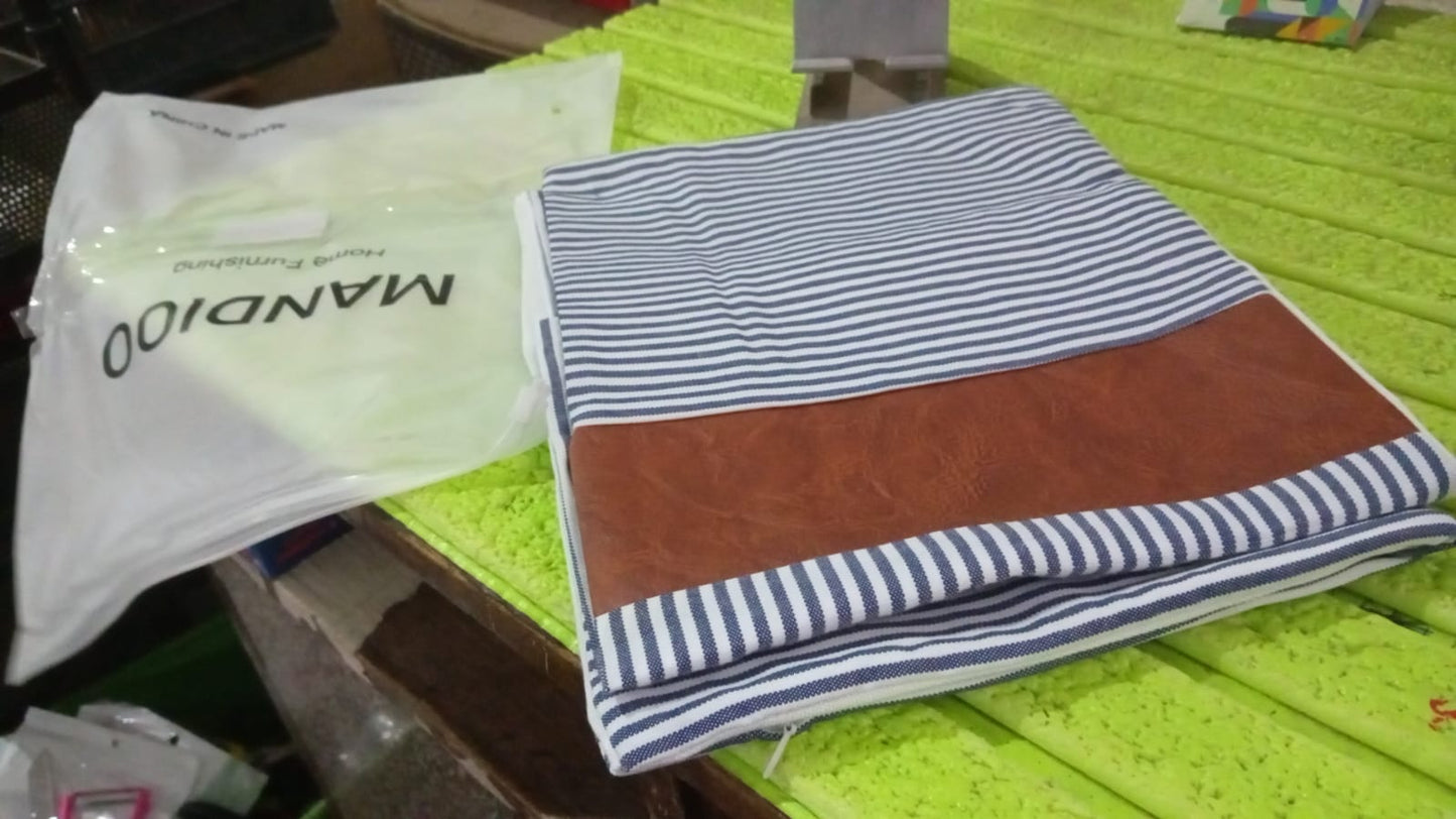 Pillow Covers, leather & cotton Cushion Covers (20 × 20 Inch / 1 Pair / 2 Pc) signaturekarts