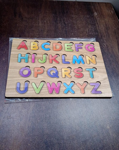 Wooden Puzzle Board ABC Letters Shapes Educational Learning Toys (1 Set) Signaturekarts