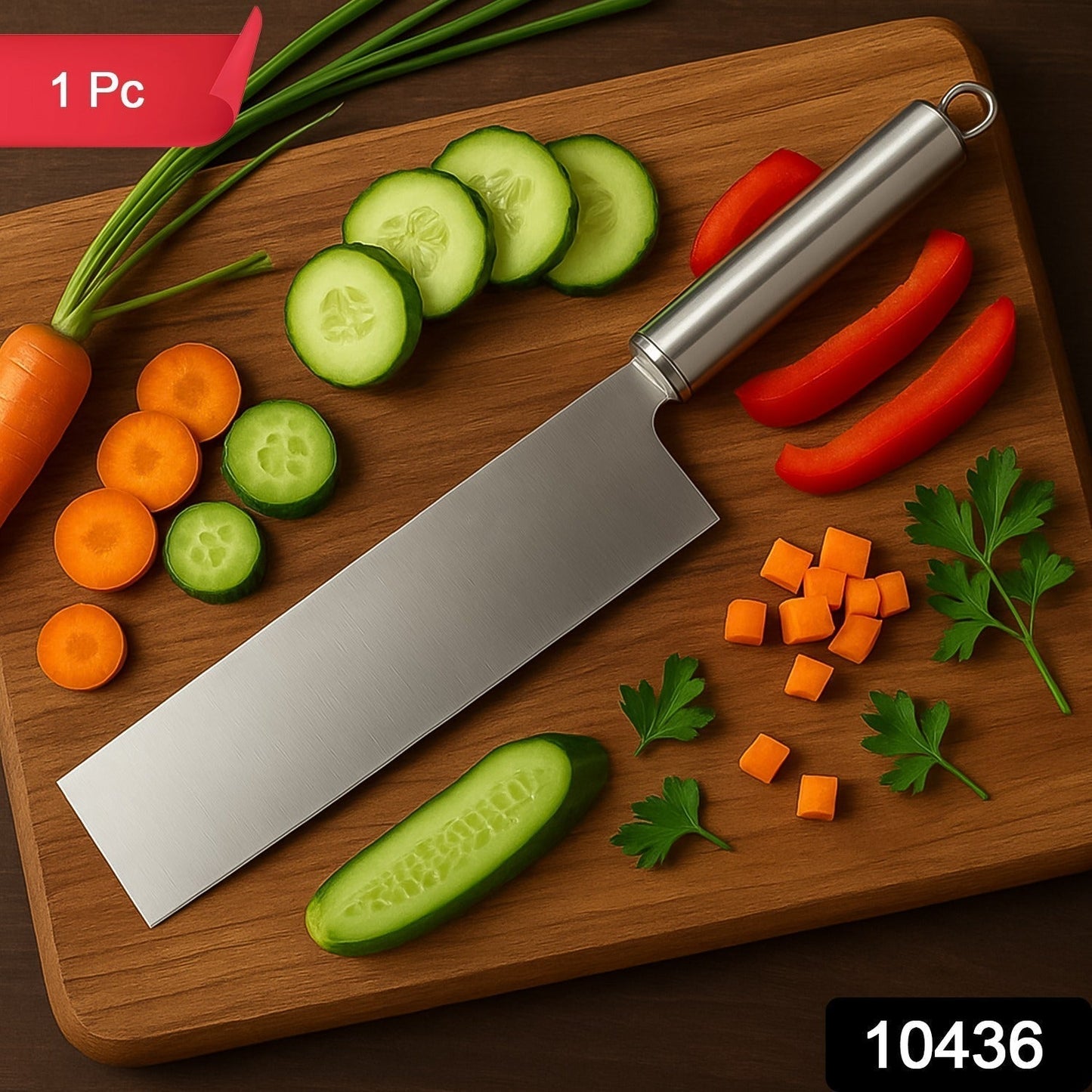 Professional-Grade Stainless Steel Vegetable Cleaver Knife 1 Pc signaturekarts